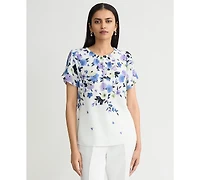 Flutter Sleeve Ss Jewel Neck Blouse