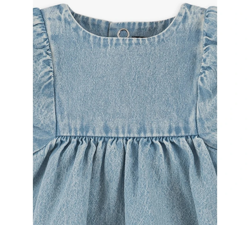 7 For All Mankind Baby Girls' Balloon Sleeve Top and Denim Shorts, 2-Piece Set