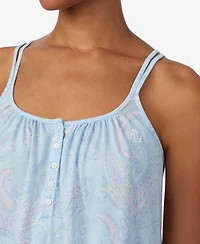 Lauren Ralph Women's Double Strap Button Neck Gown