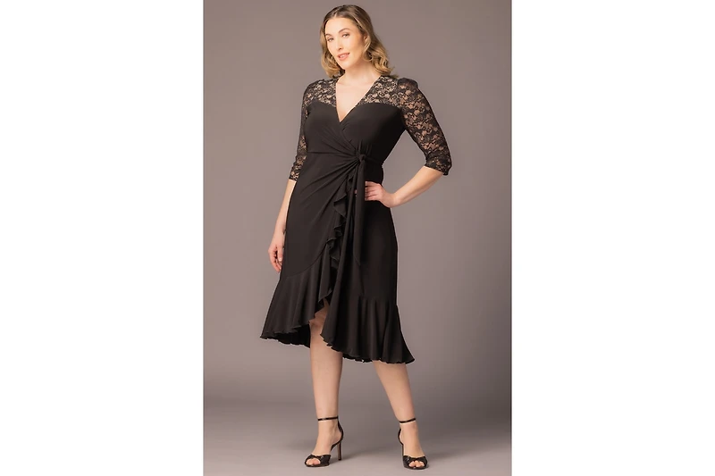 Kiyonna Plus Lavish Lace Wrap Dress