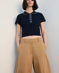 Mango Women's Stitching Detail Polo Neck Sweater