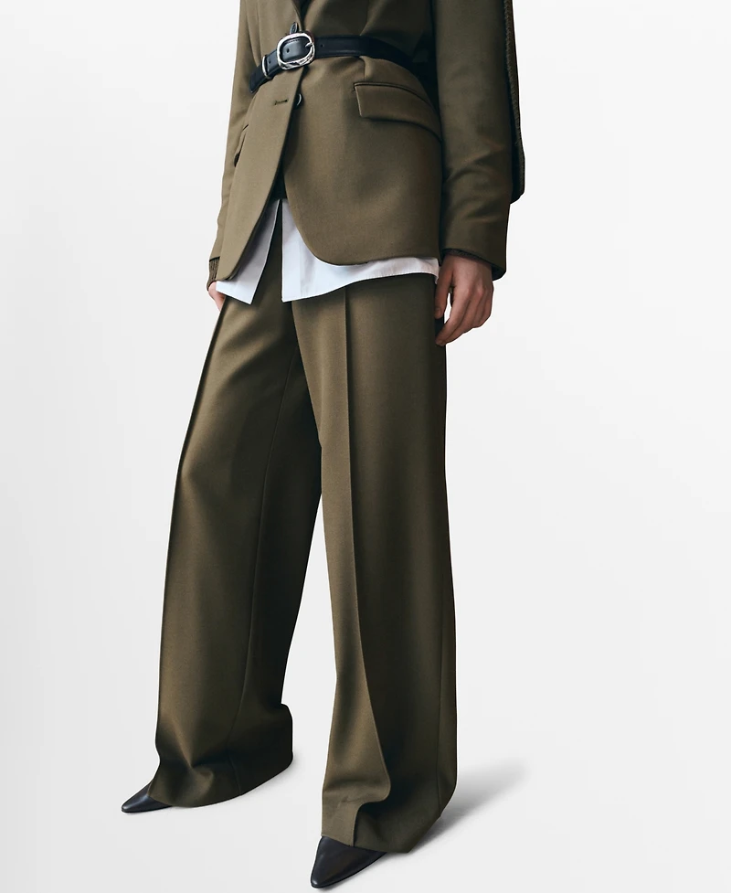 Mango Women's Straight Mid-Rise Pants