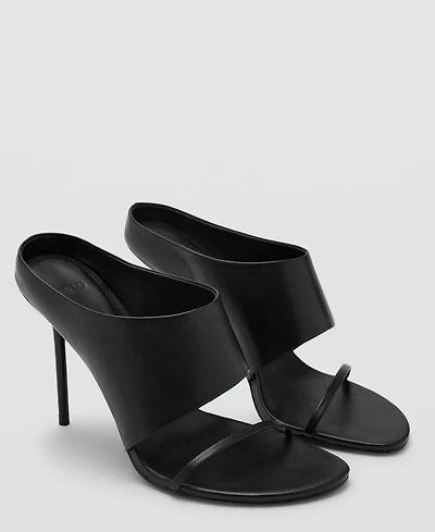 Mango Women's Straps Heeled Leather Sandals