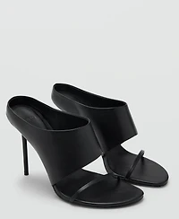 Mango Women's Straps Heeled Leather Sandals