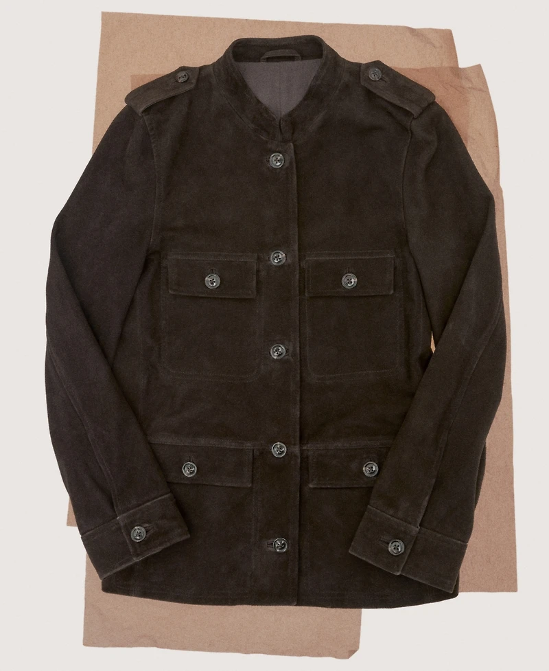 Mango Women's Band Collar Suede Jacket