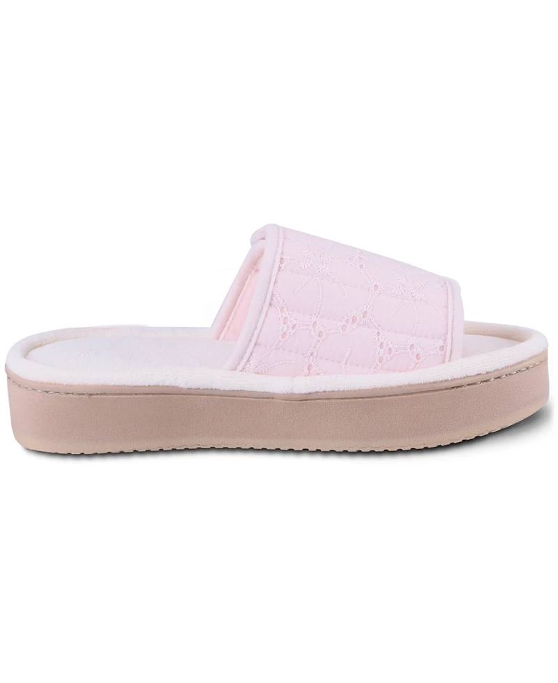 Isotoner Signature Women's Crochet Lace Adjustable Open-Toe Slide Platform Sandals