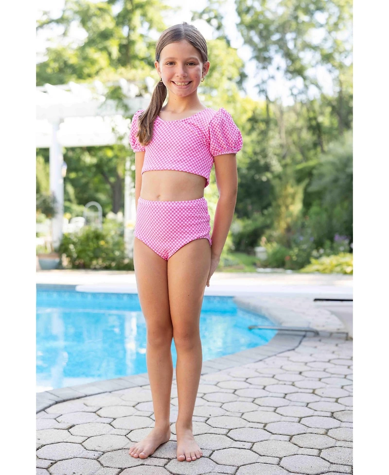 Florence Eiseman Big Girls Gingham Puff Sleeve Bikini