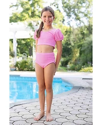Florence Eiseman Big Girls Gingham Puff Sleeve Bikini