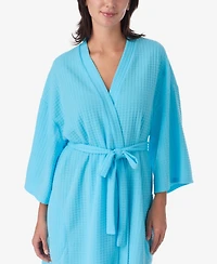 Ellen Tracy Women's 3/4-Kimono-Sleeve Short Waffle Robe