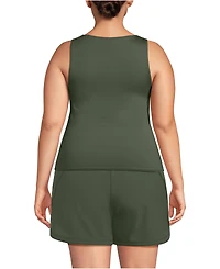 Lands' End Plus Ddd-Cup High Neck Upf 50 Modest Tankini Swimsuit Top