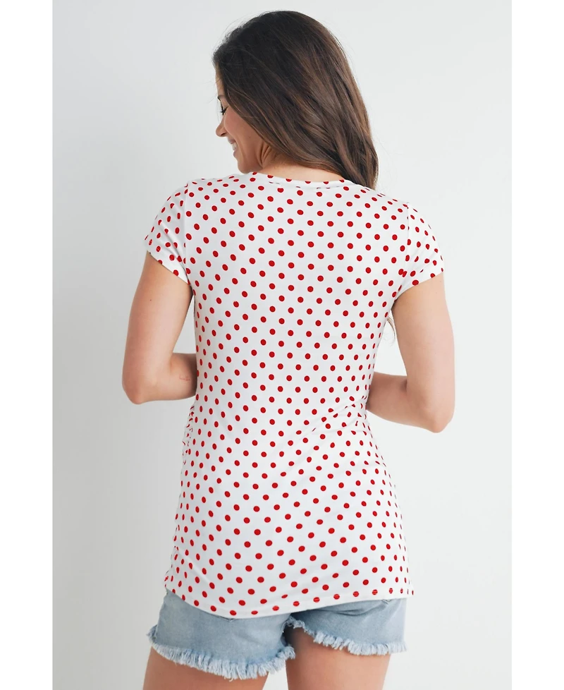 Hello Miz Maternity Short Sleeve Crewneck Polka Dot T-Shirt