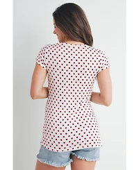 Hello Miz Maternity Short Sleeve Crewneck Polka Dot T-Shirt