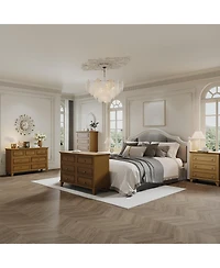 gaomon Dresser for Bedroom, 6 Drawer Wide Storage Organizer, Modern Wooden Chest of Drawers with Metal Handles