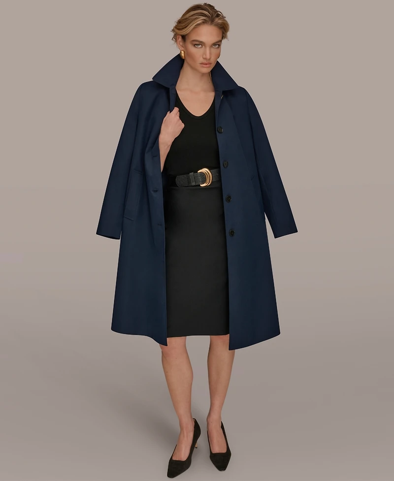 Donna Karan New York Women's Balmacaan Shirt Collar Coat