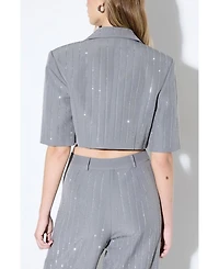 MissPap Women's Premium Embellished Cropped Blazer