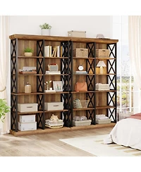 Tribesigns 75 Inch Tall Bookcase, Double Wide Bookshelves and Bookcase, 6-Tier Industrial Book Shelf 6 Shelf Display Storage Shelves
