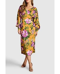Coast Women's Printed Satin Maxi Dress With Cowl Back