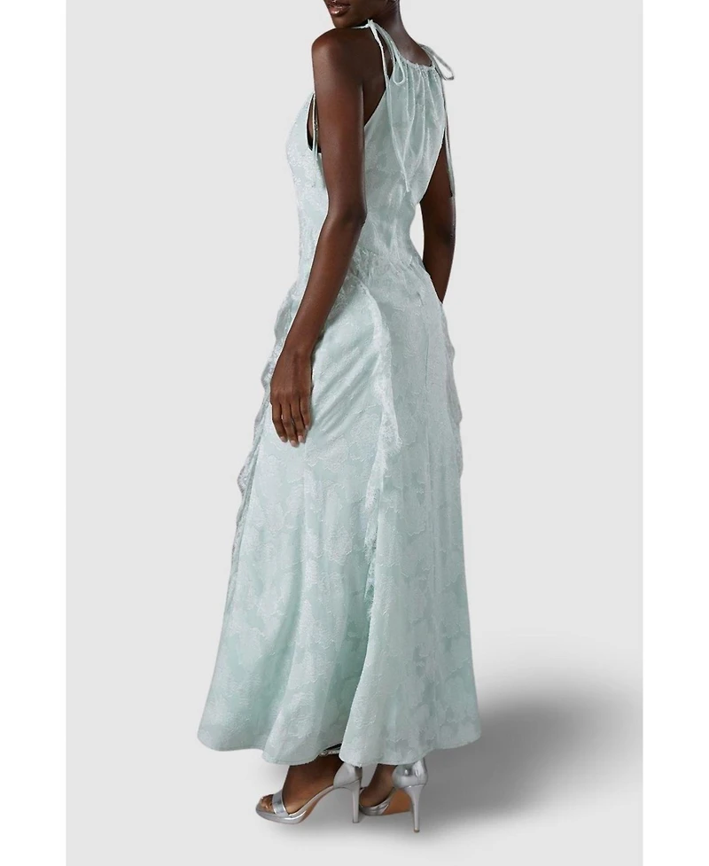 Coast Women's Jacquard Halter Neck Frill Maxi Dress