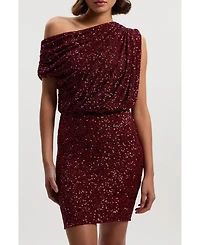 Karen Millen Women's One Shoulder Sequin Mini Dress