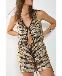 Nasty Gal Women's Hand Embellished Tassel Sequin Waistcoat