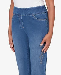 Alfred Dunner Women's Austin Geometric Heat Set Super Stretch Denim Jeans