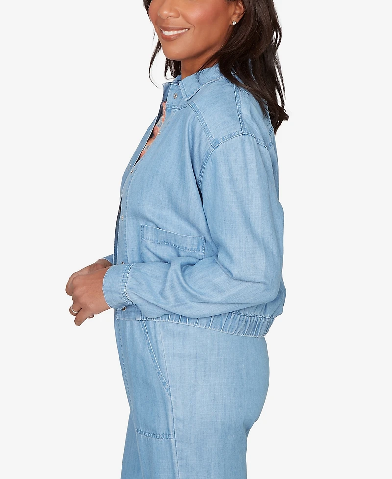 Alfred Dunner Women's Beachcomber Casual Elastic Lyocell Shirt Jacket