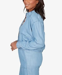 Alfred Dunner Women's Beachcomber Casual Elastic Lyocell Shirt Jacket