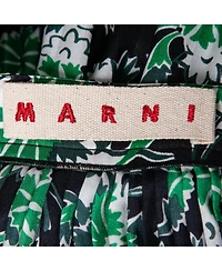 Pre-Owned Marni Women's Fern Floral Print Silk Pleated Midi Skirt