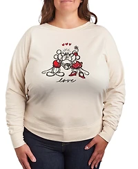 Hybrid Apparel Women's Mickey Minnie Love Sketch French Terry Long sleeve T-shirt