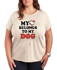 Hybrid Apparel Women's Peanuts Snoopy My Heart Belongs To Dog Short Sleeve Graphic T-Shirt