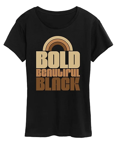 Hybrid Apparel Women's Instant Message Bold Beautiful Black Short Sleeve Graphic T-Shirt