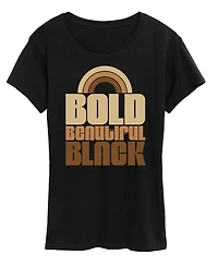 Hybrid Apparel Women's Instant Message Bold Beautiful Black Short Sleeve Graphic T-Shirt