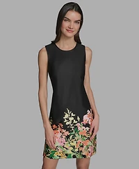 Karl Lagerfeld Paris Women's Floral Border Crew Neck Dress