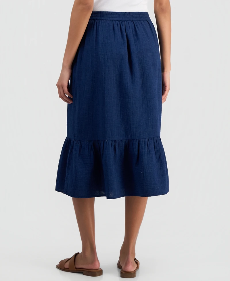 Style & Co Women's Indigo Gauze Tiered Midi Skirt, Macy's Exclusive