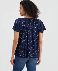 Style & Co Women's Printed Split-Neck Knit Blouse, Macy's Exclusive