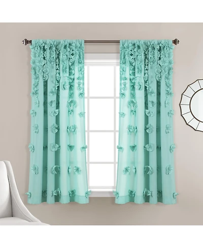 Lush Decor Riley Light Filtering Window Curtain Panel, Single 54" W x 63" L, Aqua - Cute Curtains for Bedrooms