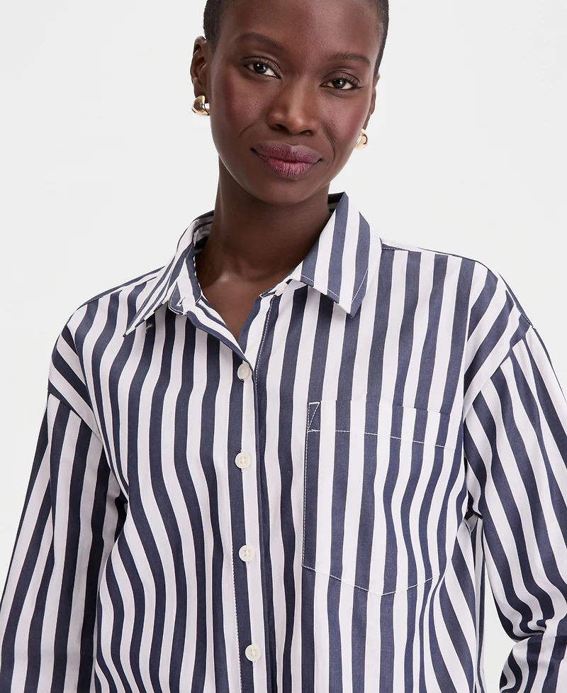 On 34th Women's Cropped Cotton Poplin Shirt, Macy's Exclusive