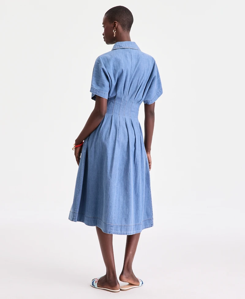 On 34th Women's Cotton Denim Pleated Shirtdress, Macy's Exclusive