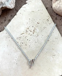 Adornia Silver Crystal Toggle Tennis Necklace