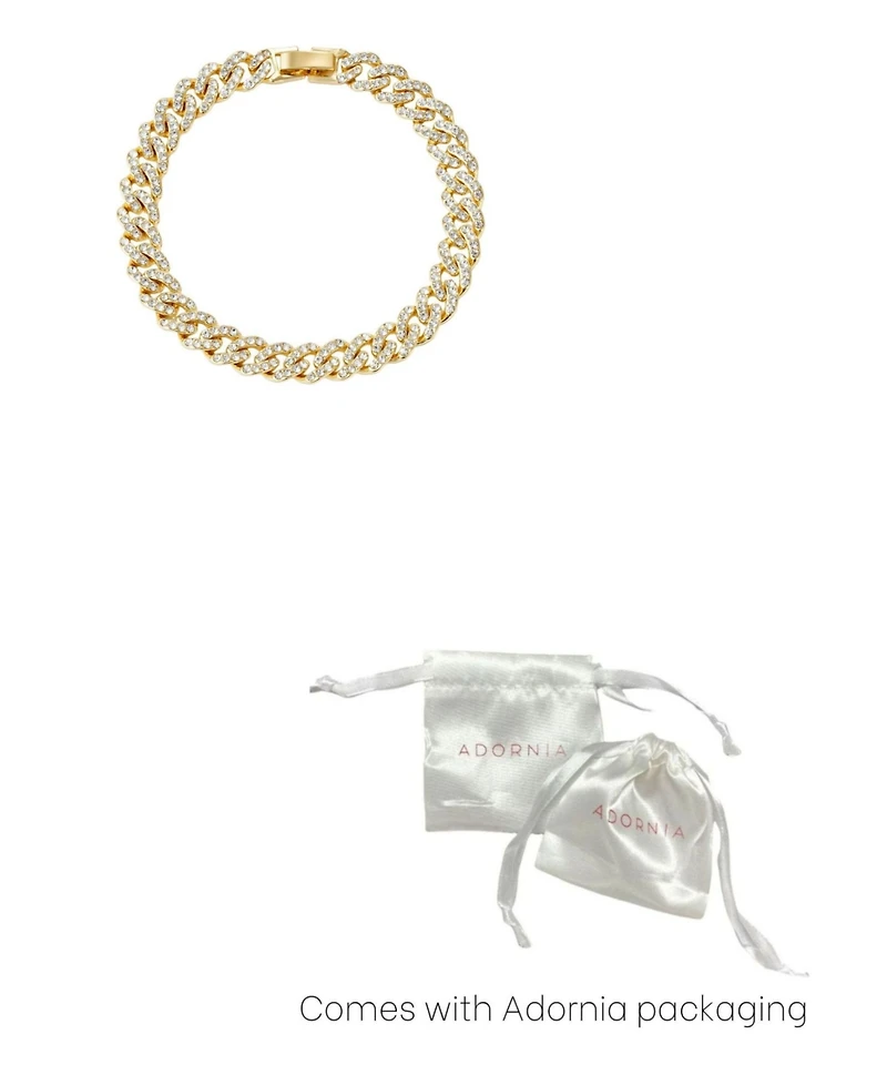 Adornia Gold Crystal 8mm Curb Chain Bracelet