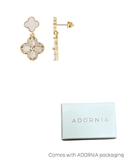 Adornia Gold Mother of Pearl and Cz Clover Drop Earrings