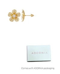 Adornia Gold Cz Flower Stud Earrings