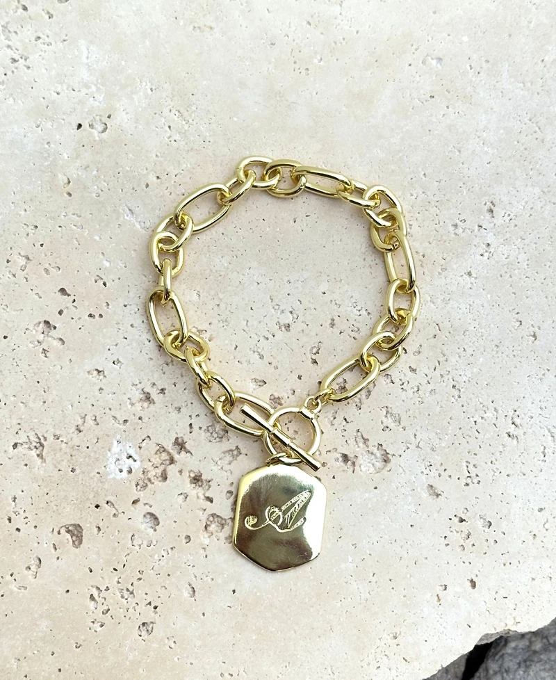 Adornia Gold Monogram Initial Chunky Toggle Bracelet