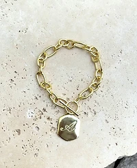 Adornia Gold Monogram Initial Chunky Toggle Bracelet