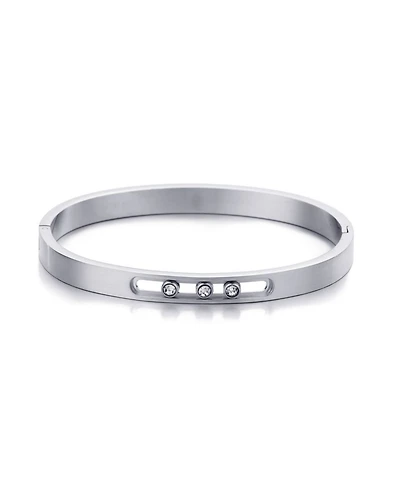 Adornia Tarnish Resistant Silver Sliding Stones Cuff Bracelet