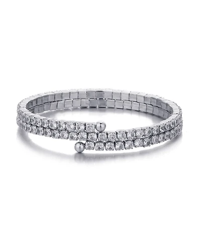 Adornia Silver Coil Stretch Crystal Tennis Wrap Bracelet