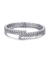 Adornia Silver Coil Stretch Crystal Tennis Wrap Bracelet