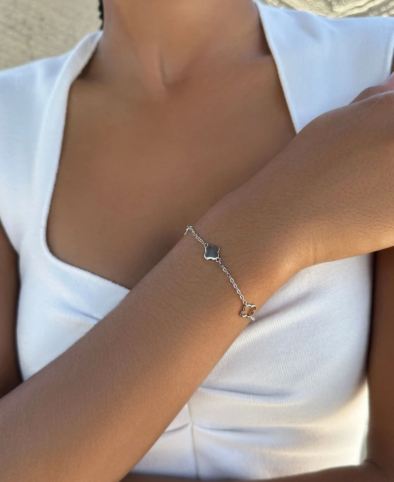 Adornia Silver Clover Station Bracelet