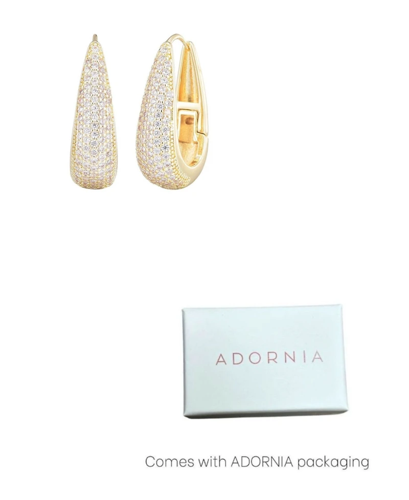 Adornia Gold Cz Secure Hinge Hoop Earrings