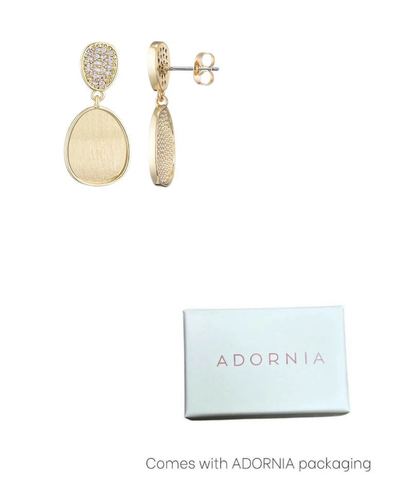 Adornia Gold Crystal Satin Finish Drop Earrings